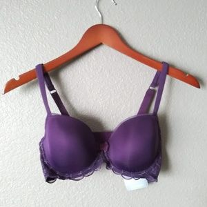 Lou Paris Purple Bra 32E Floral Lace